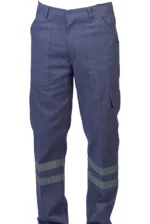 Gri gabardin reflektörlü pantolon – iş güvenliği ve konfor bir arada