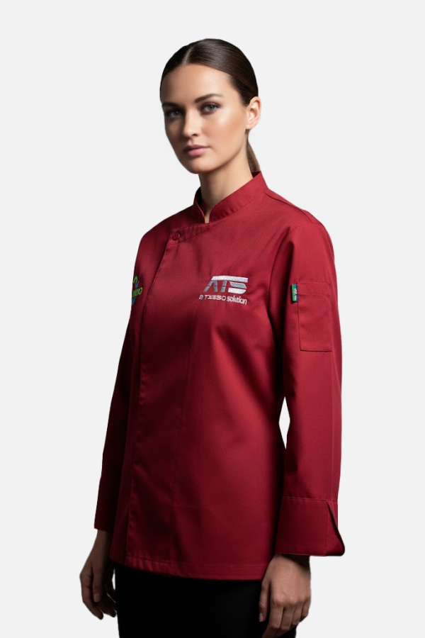 Aşçı Ceketi Kadın Bordo Modern Yaka - prs5636