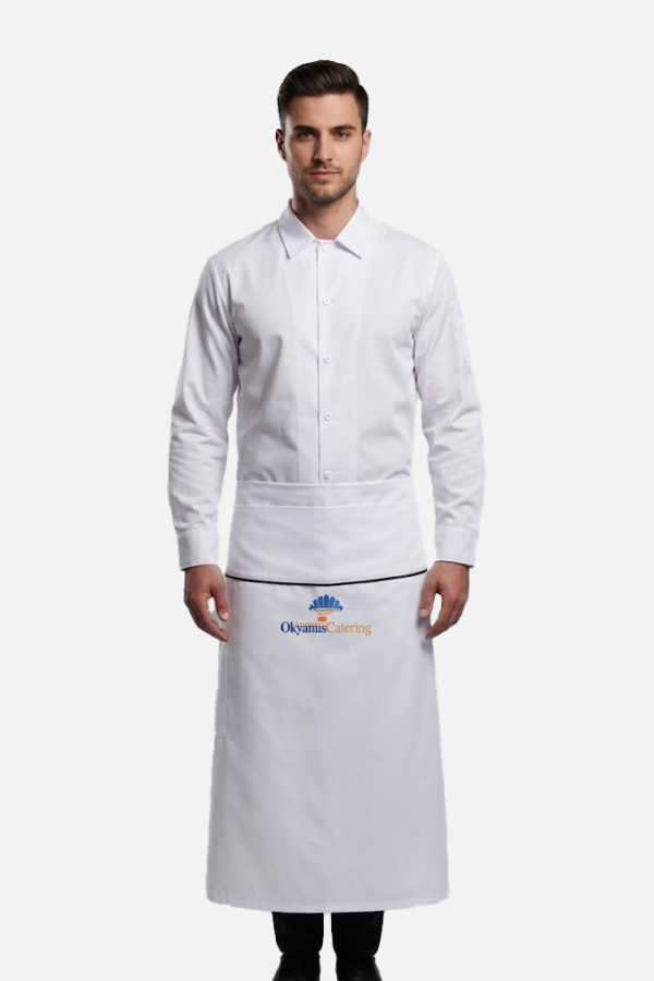 Beyaz Servis Önlüğü Logo Baskılı