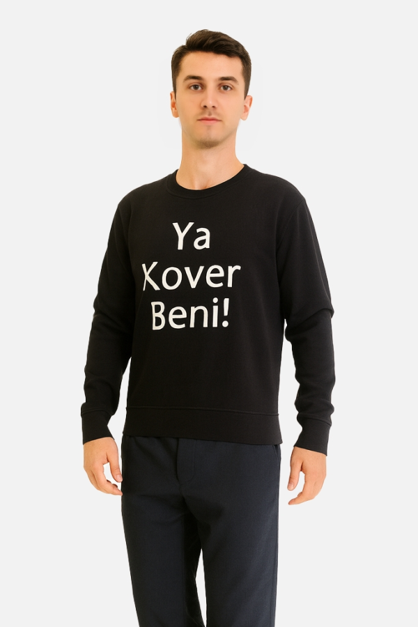 Bisiklet Yaka Uzun Kol Sweatshirt Siyah