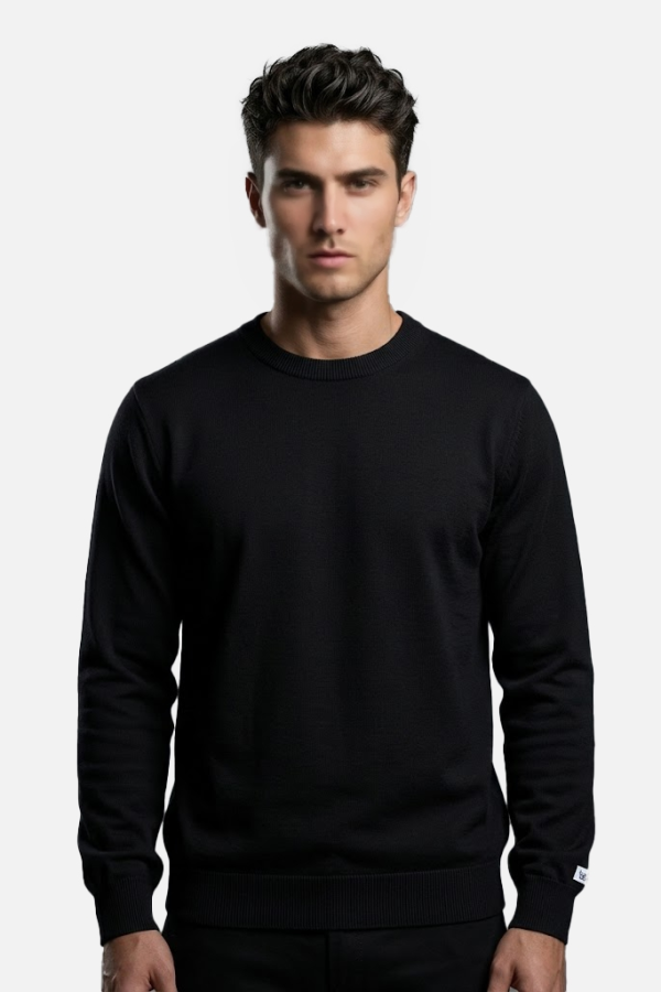 Bisiklet Yaka Uzun Kol Sweatshirt Siyah