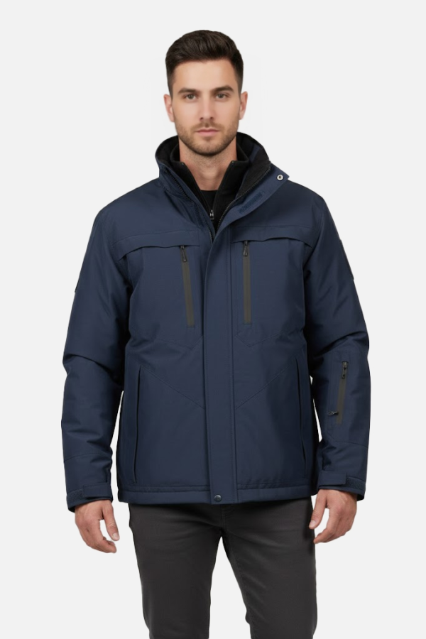 Kapüşonlu Askeri Mont Lacivert PRS22231