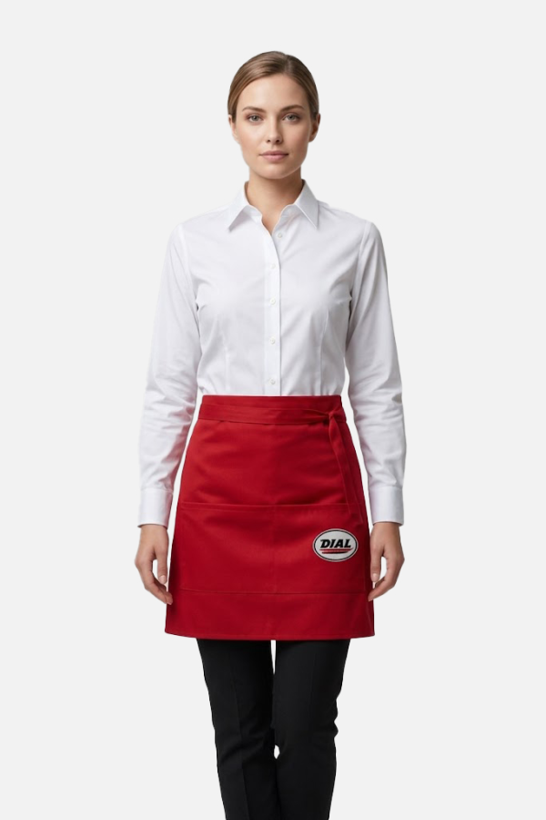 Kırmızı Servis Önlüğü Logo Baskılı