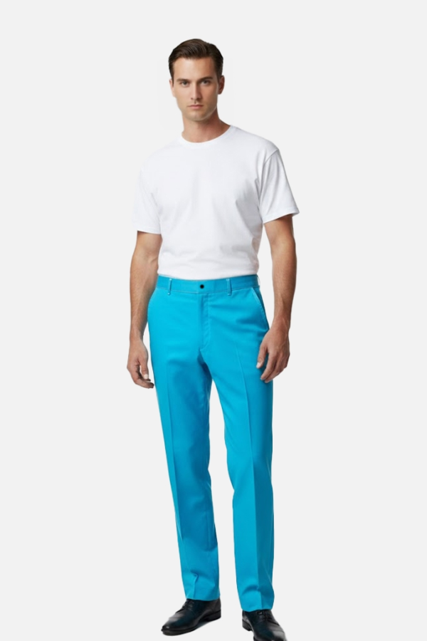 Likralı Slim Fit Kafe Pantolonu Açık Mavi