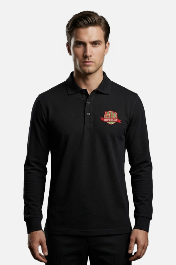 Polo Yaka Uzun Kol Siyah (Regular)