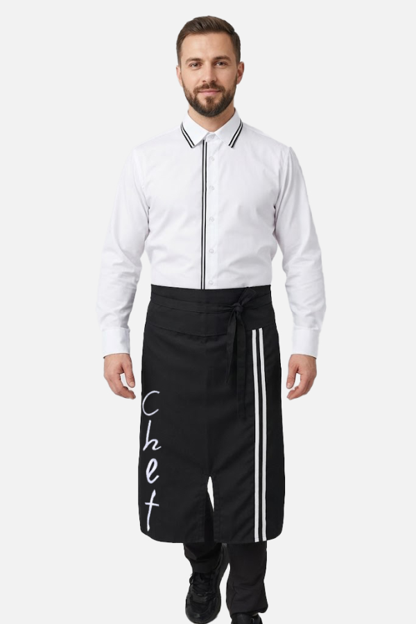 Siyah Garson Önlüğü Chef Baskılı