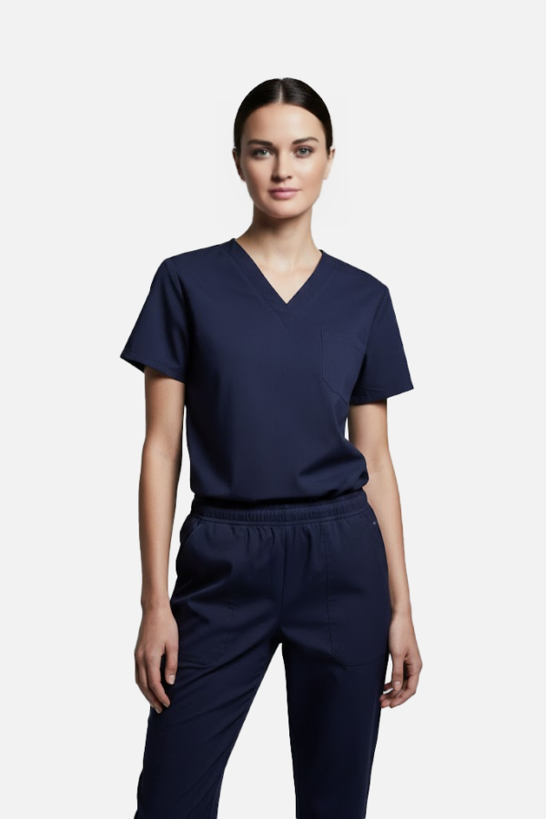 V Yaka Likralı Scrubs Takım Lacivert PRS17809